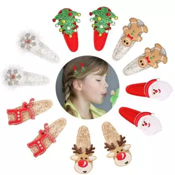 5 шт./компл. Рождественская заколка для волос в виде снеговика для девочек и детей, милые заколки Bb, заколки, рождественский декор, новогодняя вечеринка, детские аксессуары для волос 5PCS