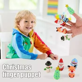 5 шт./компл. рождественские пальчиковые куклы силиконовые лось Санта-Клаус снеговик рождественская елка персонажи игрушки ролевые игры рассказывание историй обучающие пальчиковые куклы игрушки 5pcs