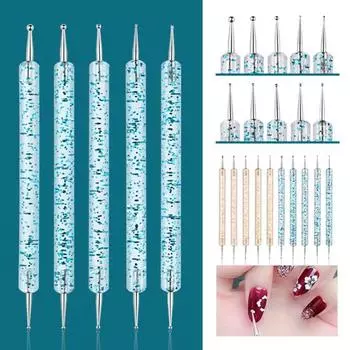 5 шт./компл. ручки для дизайна ногтей с двойной головкой, блестящая ручка, профессиональный инструмент для сбора страз, многофункциональный дизайн ногтей золотистый