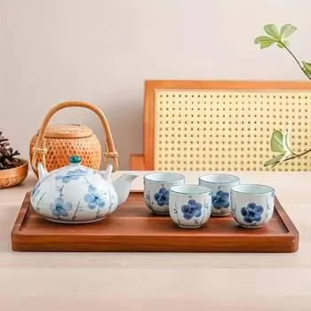 5 шт./компл., ручная роспись, высокотемпературный бытовой чайный сервиз большой емкости, горшок с четырьмя чашками, цветочный чайный сервиз, подарки для послеобеденного чая, чаепитие, чайный сервиз 4 Cups Of Plum Blossoms In A Pot