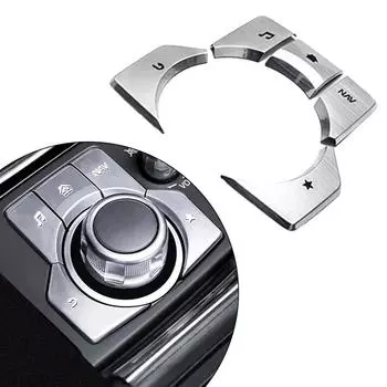 5 шт./компл. серебристая накладка на консоль, мультимедийная кнопка, наклейка для Mazda 3 6 CX5 CX9 CHINA