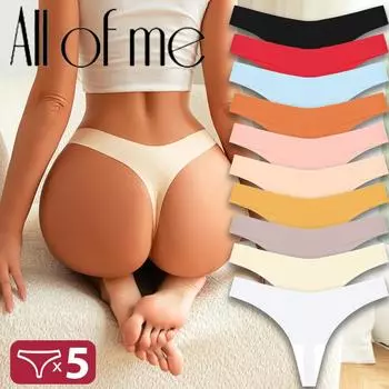 5 шт./компл. сексуальное нижнее белье стринги женские Т-образные трусики бесшовные трусы с низкой талией 10 цветов женские трусики бикини XS-XL XS&Set