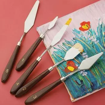 5 шт./компл., шпатель для палитры красок, шпатель для смешивания из нержавеющей стали, раскаточный шпатель для укладки, сглаживание, гибкое лезвие, набор художественных инструментов