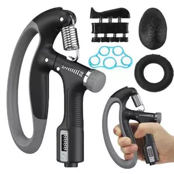 5 шт./компл. силовой тренажер со счетчиком 10-100 кг, регулируемое кольцо для захвата, шариковый растяжитель для пальцев, силовой усилитель для предплечья, оборудование для фитнеса чёрный