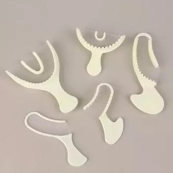 5 шт./компл. стоматологическая одноразовая прикусная ложка для снятия слепков белая с сеткой верхний и нижний стоматологический инструмент расходный материал для стоматологии