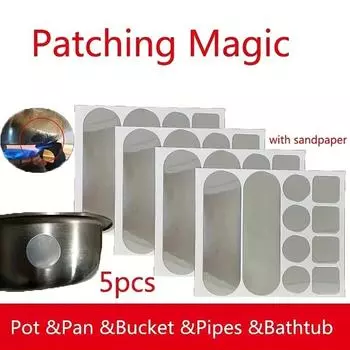 5 шт./компл., термостойкие наклейки для ремонта протечек, керамические пластиковые наклейки для ремонта дна сковороды, водонепроницаемые наклейки для ремонта протечек