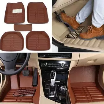 5 шт./компл. универсальные автомобильные коврики кофейного цвета, напольные кожаные коврики