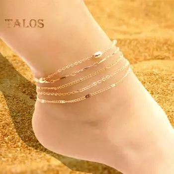 5 шт./компл. женские браслеты на щиколотку, многослойная полая цепь, регулируемая длина, простой стиль, украшение на щиколотку, ювелирные изделия, вечеринка, пляж, повседневная цепь на щиколотку серебряный