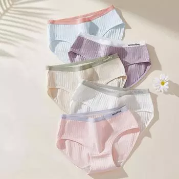 5 шт./компл. женские трусики дышащее хлопковое нижнее белье милые трусы для девочек с буквами мягкие трусики сексуальные трусы с низкой посадкой женское нижнее белье