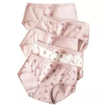 Оригинальный бренд LANGSHA. Женские трусы. Комплект из 5 штук.Материал хлопок 100%.Расцветка в ассортименте M