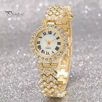 5 шт./компл., женский роскошный комплект ювелирных изделий с блестящими стразами, круглый циферблат, кварцевые часы, очаровательное ожерелье, серьги-гвоздики, комплект колец на палец