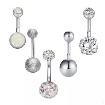 5 шт. комплект украшений для тела со штангой и шариком в виде язычка серебряный