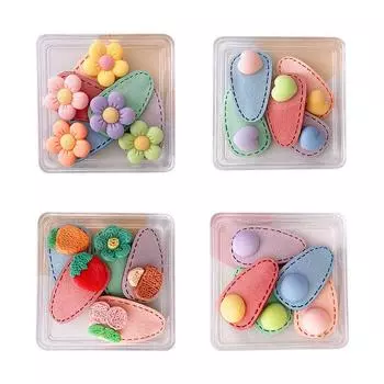 5 шт./кор., аксессуары для волос в корейском стиле для девочек, милая кожаная заколка для волос с рисунком любви и цветов, заколка, милая заколка для волос для детей