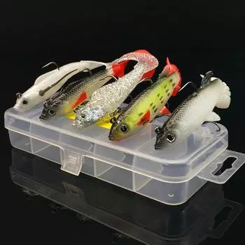 5 шт./кор., красочные мягкие приманки, комплект, 9,3 г/14 г, искусственные силиконовые приманки, реалистичные рыболовные приманки