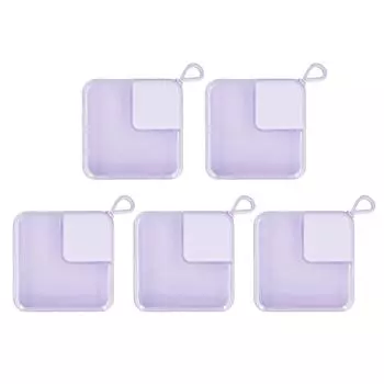 5 шт., коробка для хранения пудры, прозрачная крышка, блендер для макияжа, дорожный чехол, фиолетовый