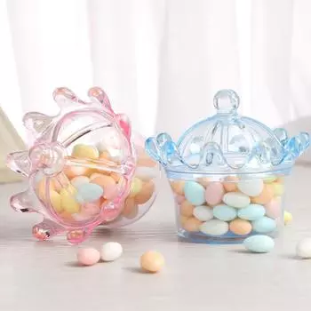 5 шт., коробка для конфет в форме короны, полые прозрачные коробки для конфет, креативные футляры для конфет, подарочная коробка с короной, пластик