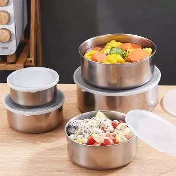 5 шт. коробка для ланча Bento из нержавеющей стали с крышкой, портативный холодильник, коробки для хранения свежих фруктов, контейнер для хранения продуктов