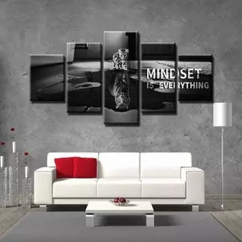 5 шт., кот, тигр, мышление — это все, вдохновляющие цитаты, настенные холсты, постеры, живопись для гостиной, домашний декор, фотографии 20x35 20x45 20x55cm