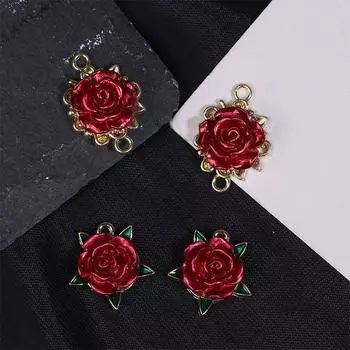 5 шт. красная роза стойка покрытие сплав кулон аксессуары для ожерелья браслет ювелирные изделия изготовление украшения подарок as the picture