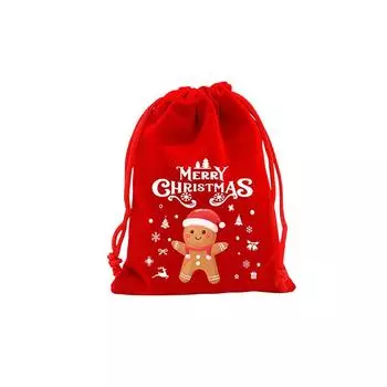5 шт. Красные рождественские бархатные мешочки, затягивающийся шнурок, подарочная упаковка Санта-Клауса, мешочек для конфет, печенья, сумка для хранения сувениров на рождественскую вечеринку