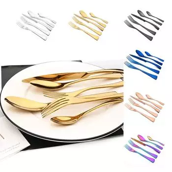 5 шт. красочная зеркальная посуда из нержавеющей стали 304, современная роскошная посуда, чайная ложка, ужин, десертный набор столовых приборов для свадьбы, дома серебряный