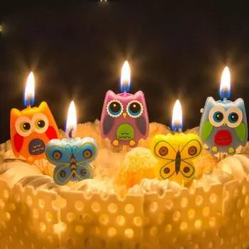 5 шт. креативные бездымные свечи с рисунком бабочки и совы, свечи для вечеринок, товары для вечеринок, свечи