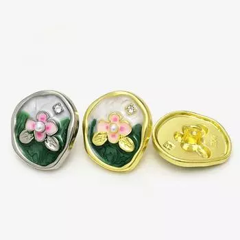 5 шт. креативных пуговиц в форме лотоса, китайские традиционные пуговицы в форме лотоса с металлическим стержнем, декоративные пуговицы для одежды 17.5mm золотой