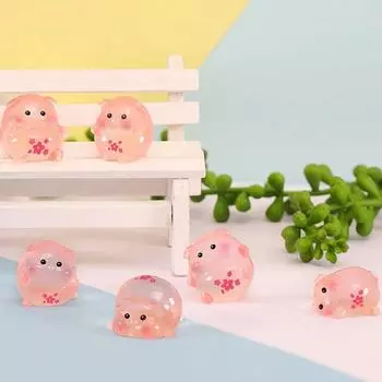 5 шт. креативный мультяшный мини светящийся поросенок маленькие украшения ландшафтное украшение миниатюрные фигурки сделай сам домашнее украшение подарки A3