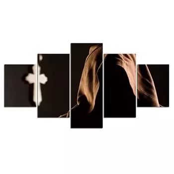 5 шт., крест, религия, храм монаха, картины, холст, настенное искусство, 5 панелей, декор для комнаты, современный абстрактный 5 шт., домашний декор 20x35 20x45 20x55cm