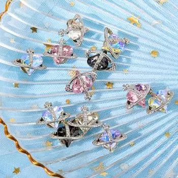 5 шт., кривое наклонное сердце, спутниковое ювелирное изделие из сплава, украшения для дизайна ногтей, аксессуары для ногтей, подвески, принадлежности чистый