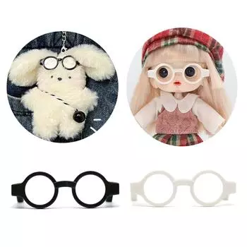 5 шт. крошечные круглые квадратные очки для кукол без линз пластиковые очки для взрослых кукол фотореквизит черная оправа очки для мальчиков 2 чёрный