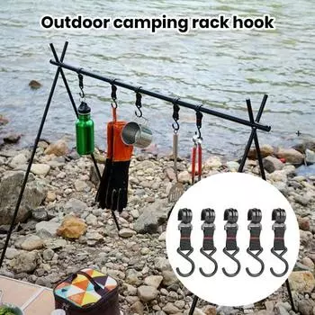 5 шт. крючки для кемпинга, утолщенная нейлоновая тесьма, пластиковая пряжка, прочная несущая нагрузка, многофункциональная стойка для хранения, сверхмощная полка для хранения, S-образные крючки 5pcs