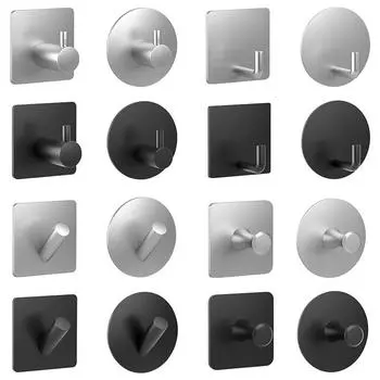 5 шт. крючков для полотенец из нержавеющей стали, самоклеящиеся настенные крючки, прочная вешалка для одежды, пальто, халата для офиса, кухни, ванной комнаты