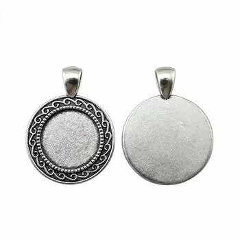 5 шт., круглая боковая перфорация, простой стиль, камея, кабошон, кулон, основа, ювелирные компоненты, аксессуары, античное серебро, цвет, цинковый сплав, 18 мм