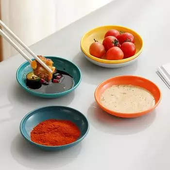 5 шт. Круглая пшеничная солома, маленькая тарелка для приправ, соевый соус, тарелка для макания в горячий горшок, барбекю, кухонная посуда, контейнер для закусок оранжевый