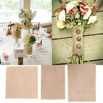 5 шт. круглые квадратные льняные салфетки из натурального джута, нескользящая подкладка из мешковины для свадьбы, дома, вечеринки, рождественского декора B