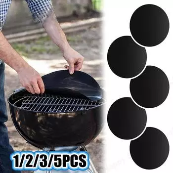 5 шт. круглый антипригарный коврик для гриля для барбекю, коврик для выпечки, инструмент для барбекю, противень для гриля, многоразовый термостойкий коврик для барбекю, диаметр 1PCS