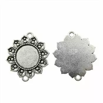 5 шт., круглый цветок, разъем, стиль, камея, кабошон, кулон, основа, ювелирные компоненты, аксессуары, античное серебро, цвет, сплав цинка, 18 мм