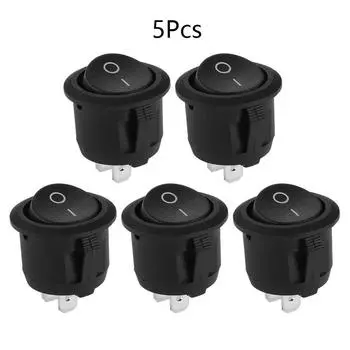 5 шт. круглый клавишный переключатель ВКЛ/ВЫКЛ со светодиодной подсветкой для приборной панели автомобиля, лодки, фургона, 12 А/250 В, 2-контактный переключатель для автомобильных переключателей для лодок
