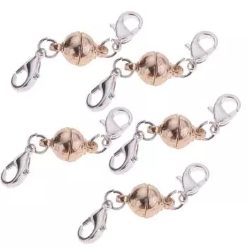 5 шт. круглый овальный шар из двух частей застежка-лобстер для DIY ювелирного ремесла 14x8mm серебряный