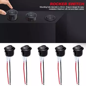 5 шт. круглый тумблерный переключатель ВКЛ ВЫКЛ SPST 20 мм мини 12 вольт тумблерный переключатель 12 В для автомобиля автомобильного автофургона 2-контактный переключатель 120 В проводной KCD1