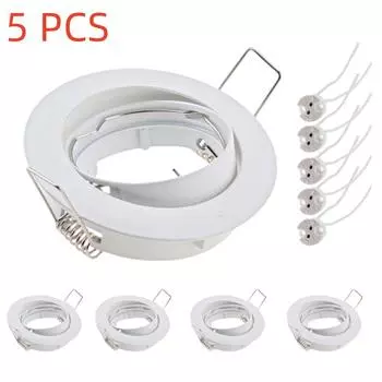 5 шт. Круглый встраиваемый светодиодный потолочный светильник с регулируемым углом наклона, белая рамка для точечного светильника MR16, крепление для основания MR16