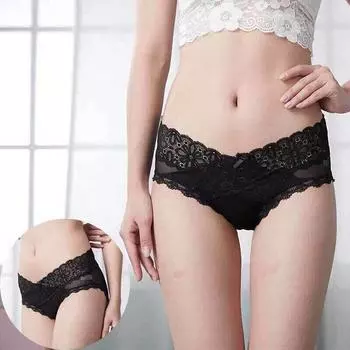 5 шт. кружевные трусики женские сексуальные V-образные сетчатые прозрачные бесшовные хлопковые трусики со средней заниженной талией S красный