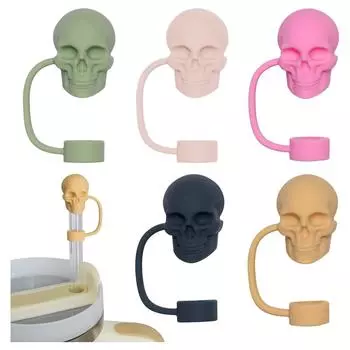 5 шт. Крышка для стакана с водой, силиконовая, мультяшная, крышка для воды, мультяшная, забавная, для вечеринки, соломенная крышка белый