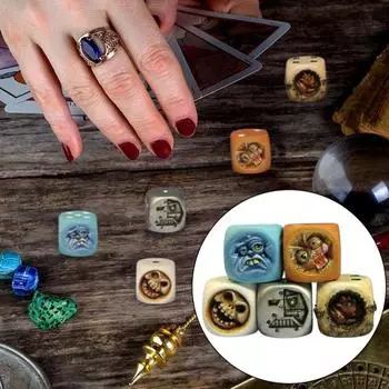 5 шт., кубики для Хэллоуина, смоляные кубики, настольные игры, ролевые игры, улучшающие игровой опыт, кубики со смешными лицами B