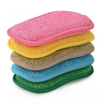 5 шт. кухонная губка для чистки посуды, не царапающая губка из микрофибры, скребок для кухни, дома, кастрюля, губка для мытья посуды 5 Pcs