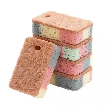 5 шт. кухонная губка для мытья посуды 2 в 1 двухсторонняя эффективная для удаления пятен легко очищается долговечная губка для протирания дома товары 10cm 5pcs