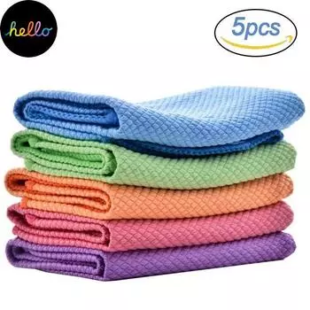 5 шт., кухонное чистящее полотенце, антижировые тряпки, тряпка для протирания рыбьей чешуи, тряпка для очистки стекла, окон, посуды 5Pcs