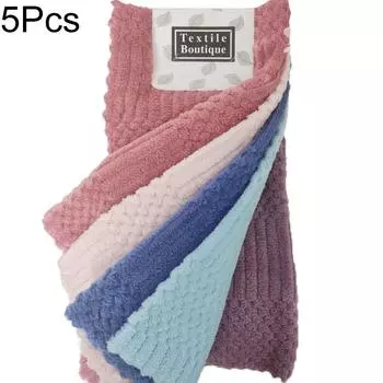5 шт. Кухонные полотенца, моющиеся кухонные салфетки, абсорбирующие салфетки для уборки, набор, салфетки для мытья посуды, кухонные салфетки, утолщенный коралловый вельвет
