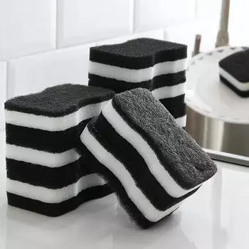 5 шт. кухонных губок для мытья посуды, многофункциональные губки для мытья посуды, не царапающие чистящие салфетки для кастрюль One Size чёрный